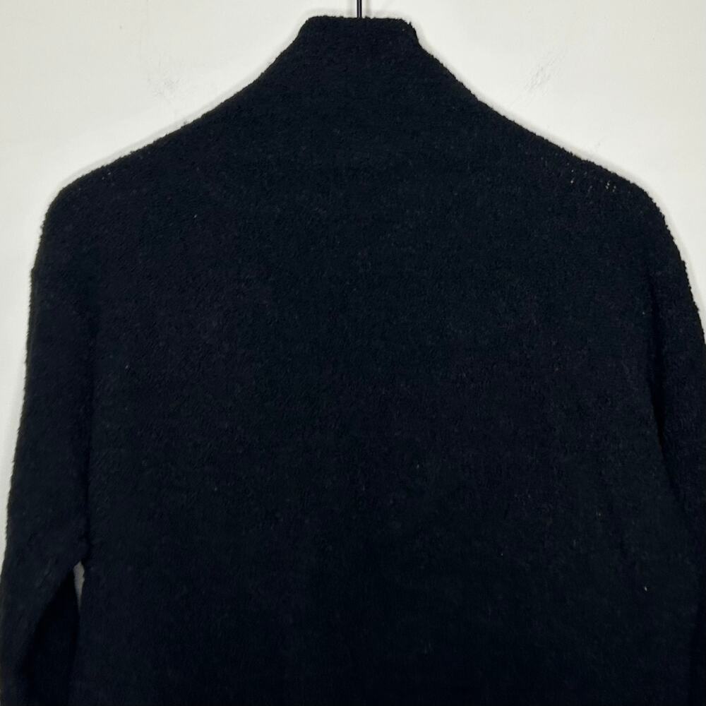 Eileen Fisher Black Waterfall Open Cardigan Sweater Size L Wool Blend Nubby Knit - Picture 6 of 8